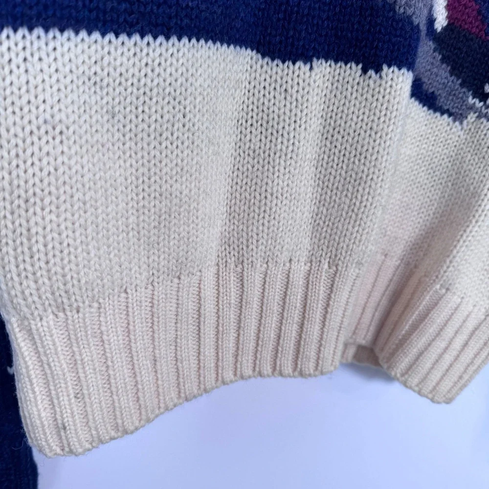 90s Boston Traders Wool Ski Intarsia Sweater Men L Winter Grandpa Old Money Gorp